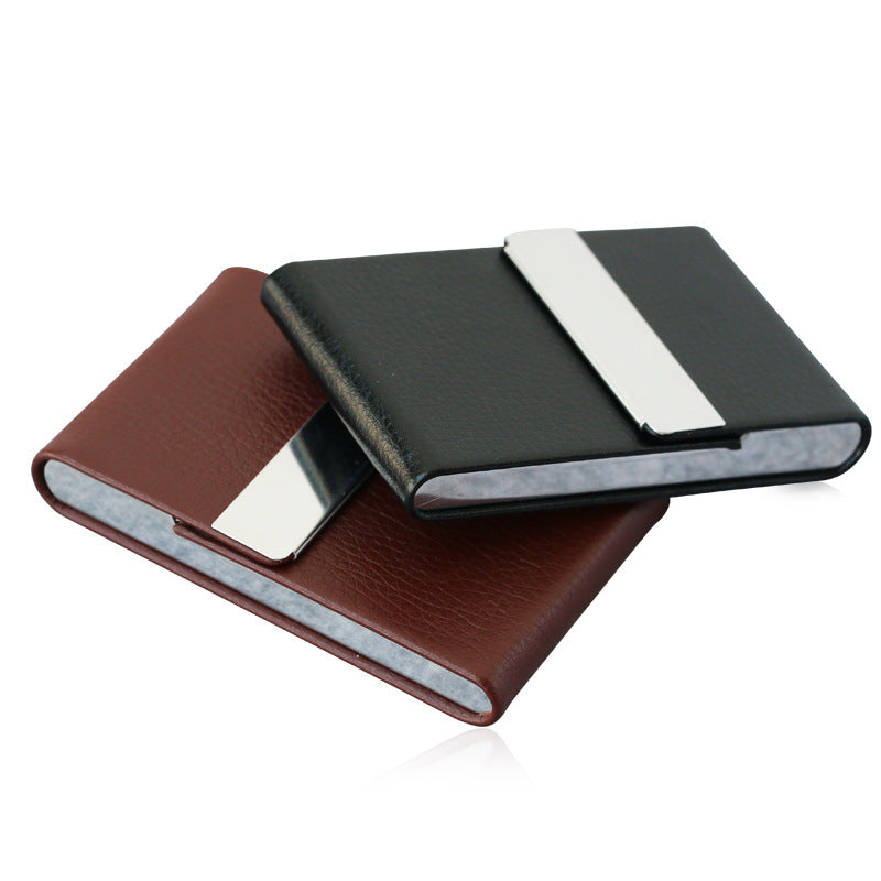 Creative business card holder, portable vertical PU business card bag, business card storage box, stainless steel business card box, spot.