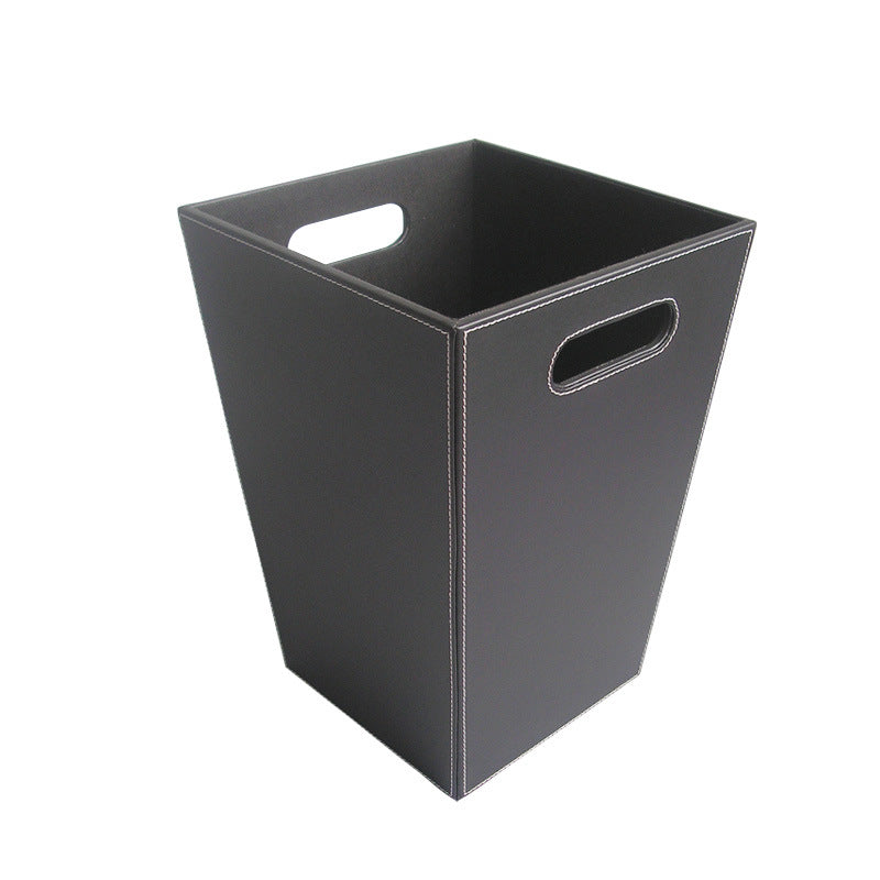 Square leather trash can uncovered imitation leather household trash can trash can trash can wastebasket hotel room bucket storage bucket