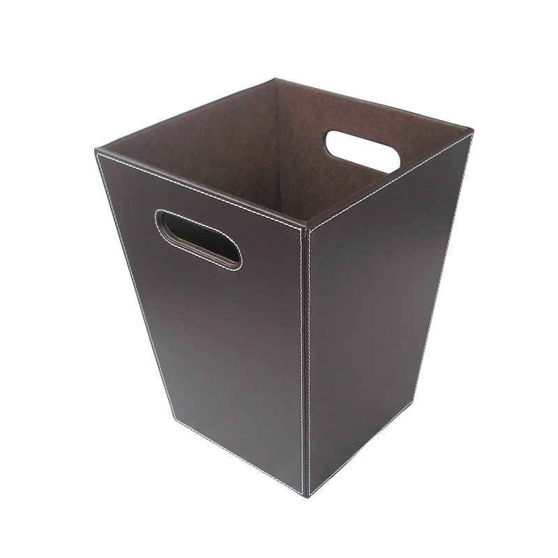 Square leather trash can uncovered imitation leather household trash can trash can trash can wastebasket hotel room bucket storage bucket