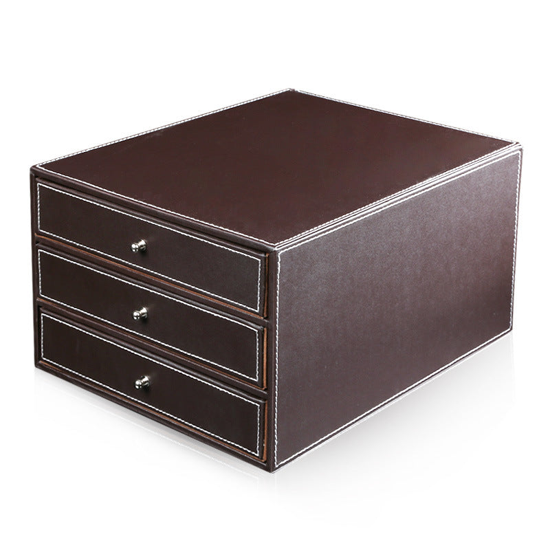 Business office storage box, three-layer drawer type A4 file storage data box, contract data storage desktop cabinet