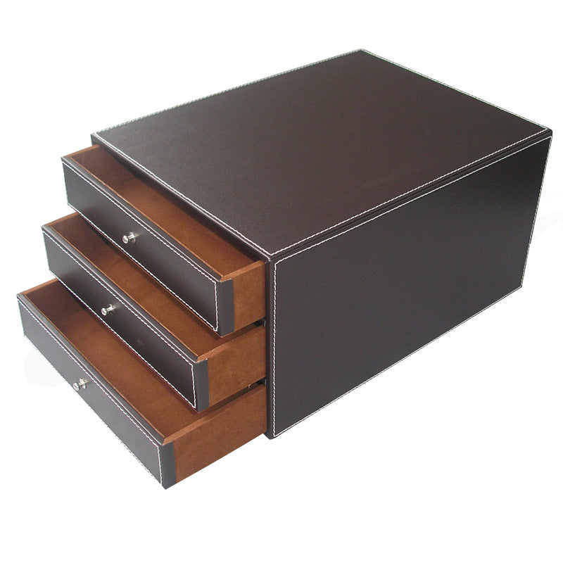 Business office storage box, three-layer drawer type A4 file storage data box, contract data storage desktop cabinet