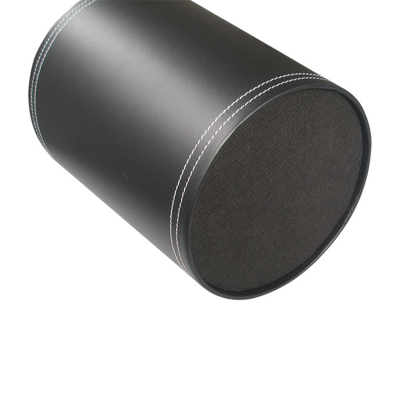 Round uncovered leather trash can, creative office wastebasket trash can, fashion home living room storage bucket