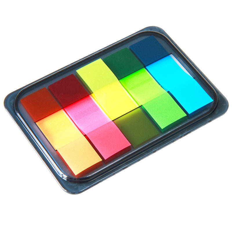 Deli Stationery 9060 Fluorescent Film Indication Label Extraction Box Student Bookmark Classification Stickers Post-it Note Index Stickers