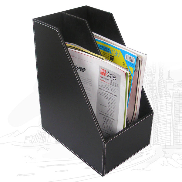 Vertical office file rack Double file storage rack Desktop data sorting and storage Leather file frame Wholesale