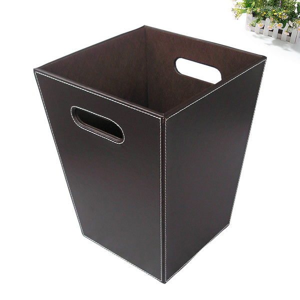 Square leather trash can uncovered imitation leather household trash can trash can trash can wastebasket hotel room bucket storage bucket