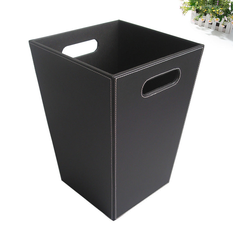 Square leather trash can uncovered imitation leather household trash can trash can trash can wastebasket hotel room bucket storage bucket