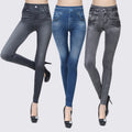 in-stock cross-border 140# 3-color outerwear faux denim faux pocket leggings knitted women's yoga pants