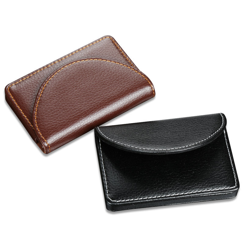 Korean version of business card box fashionable horizontal solid color leather business card box business men's leather card box business card holder wholesale