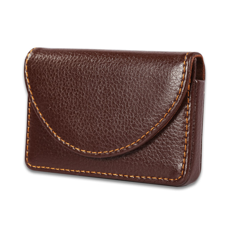 Korean version of business card box fashionable horizontal solid color leather business card box business men's leather card box business card holder wholesale