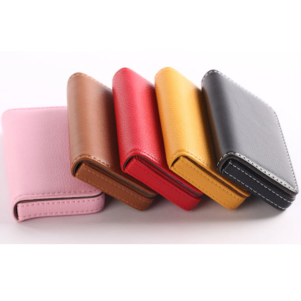 Spot PU business card box Card bag Magnetic square leather business card bag Business card holder LOGO custom card box