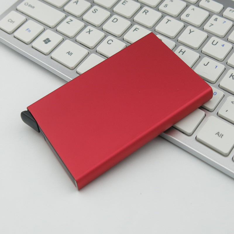 Automatic credit card box RFID anti-capital brush creative business card box membership card holder fashionable aluminum alloy bank card bag