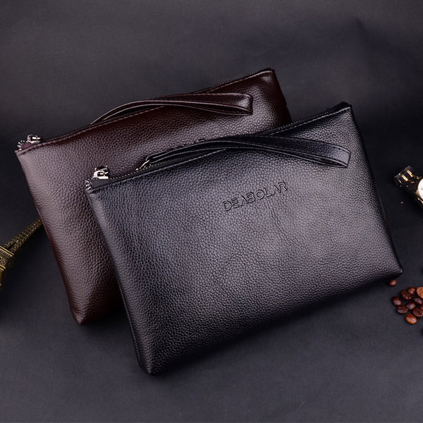 New Men's Large Capacity Soft Leather Handbag Business Youth Multifunctional Men's Handbag Long Zipper Wallet