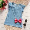 Korean style  summer new arrivals: girls' cartoon rabbit crossbody bag & denim dress set for toddlers and children