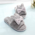 2024 indoor floor slippers - spring/autumn/winter home wear - unisex couple's cute bowknot one-strap fuzzy cotton slippers