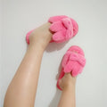 2024 indoor floor slippers - spring/autumn/winter home wear - unisex couple's cute bowknot one-strap fuzzy cotton slippers
