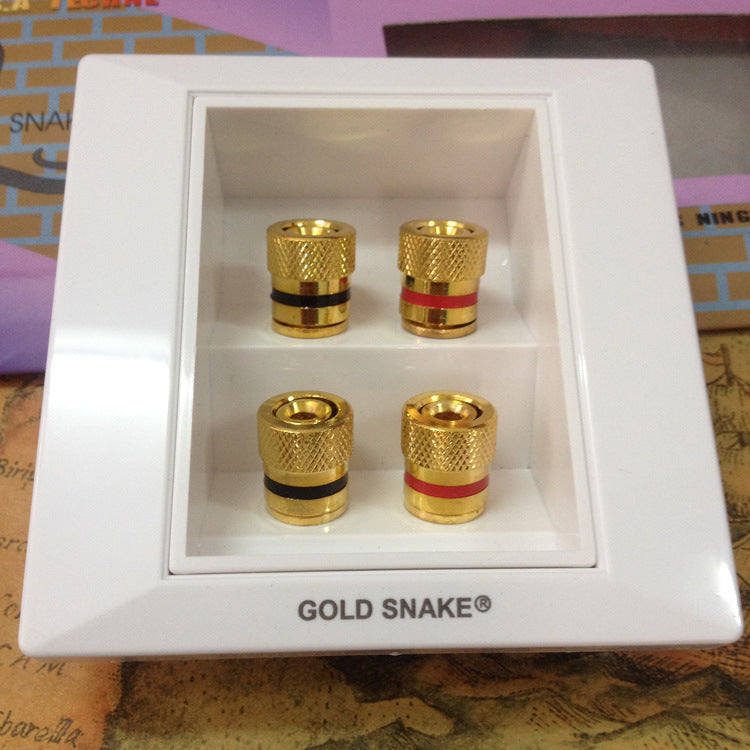 Gold-plated Snake King audio panel 4-position speaker junction box banana terminal audio panel audio socket