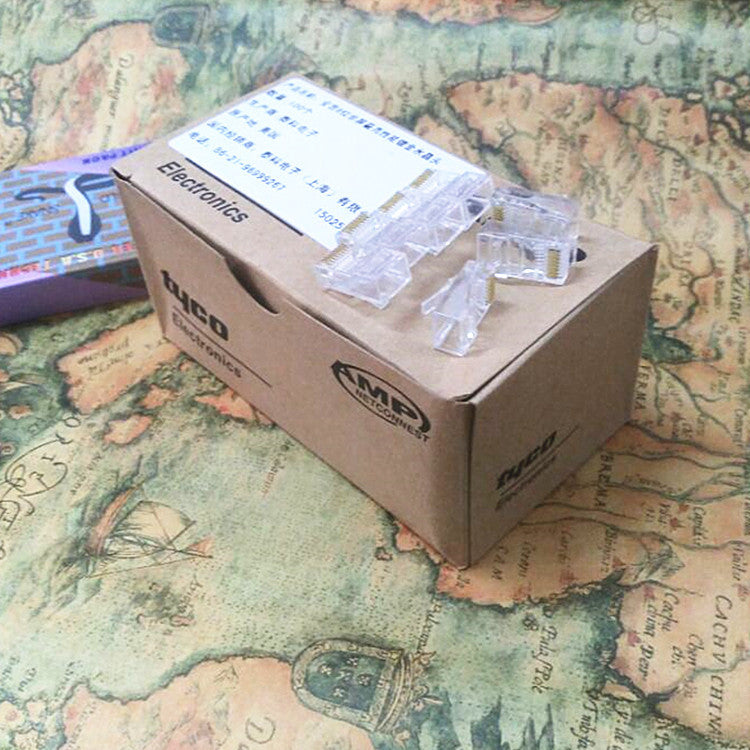 Network crystal head directly from the manufacturer Boxed 100 super five RJ45 network unshielded network cable crystal head