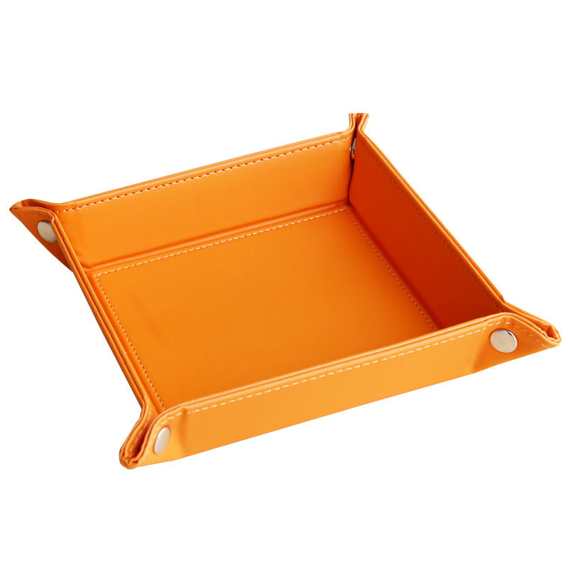 Solid color leather storage tray, desktop small change tray, office desktop finishing box, household daily PU storage box wholesale