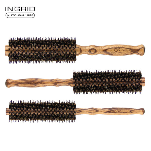 solid wood handle curling comb inner buckle air bangs styling comb cylindrical roller comb hair tool curling comb