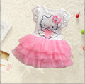 Dropshipping girls' summer dress - cute cat print, fluffy cartoon dress