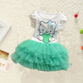 Dropshipping girls' summer dress - cute cat print, fluffy cartoon dress