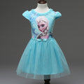 Summer girls' frozen-themed short-sleeve dress - festive gown with fluffy, flowing skirt - dropshipping available