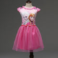 Summer girls' frozen-themed short-sleeve dress - festive gown with fluffy, flowing skirt - dropshipping available