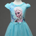 Summer girls' frozen-themed short-sleeve dress - festive gown with fluffy, flowing skirt - dropshipping available
