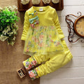 spring/autumn new girls' outfit set: bowknot floral mesh long-sleeve top and pants - dropshipping available