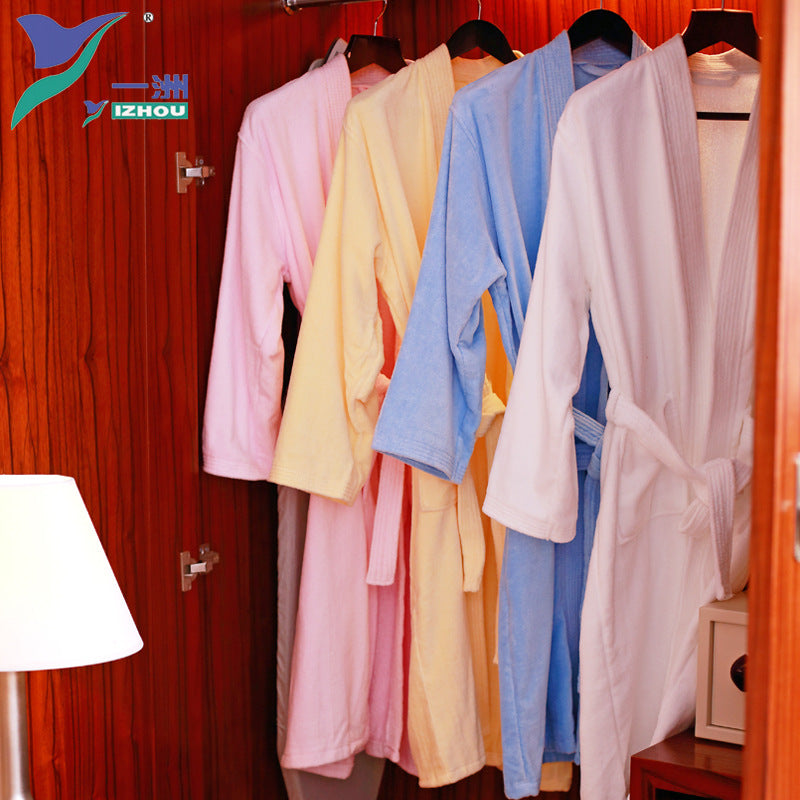 Five-star hotel bathrobe, cut velvet bathrobe, pure cotton bathrobe, colorful white, cotton towel, free embroidery