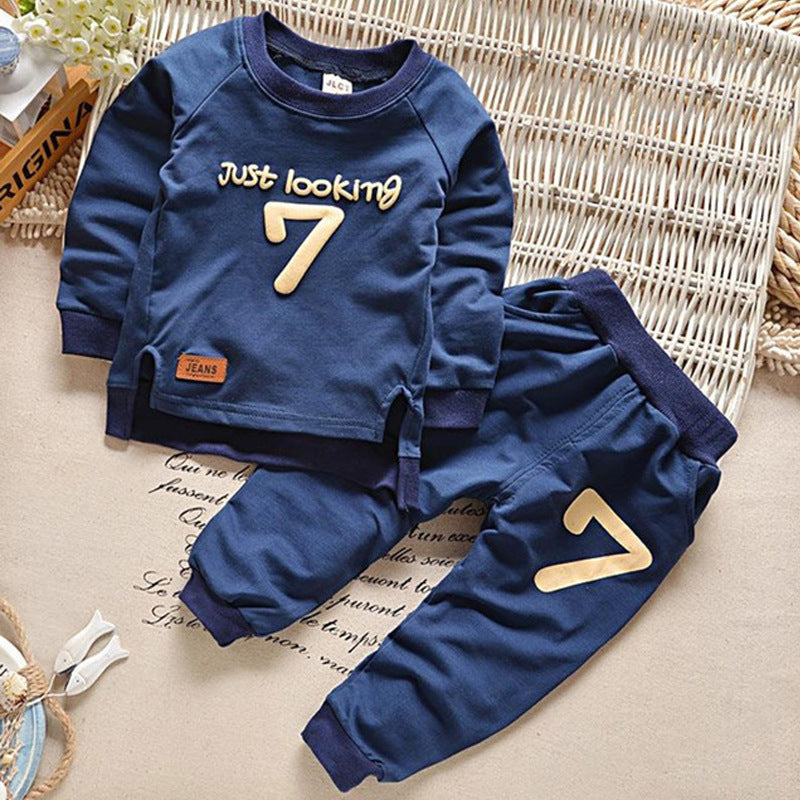 spring/autumn new boys' letter print long-sleeve two-piece outfit - direct from the manufacturer, dropshipping available