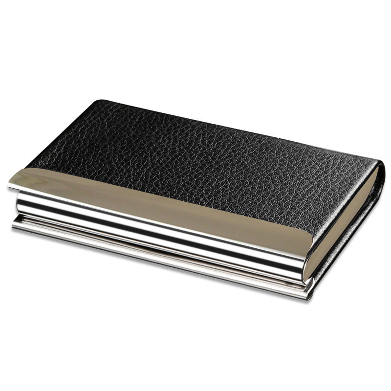 Korean version of business card box fashionable horizontal solid color leather business card box business men's leather card box business card holder wholesale