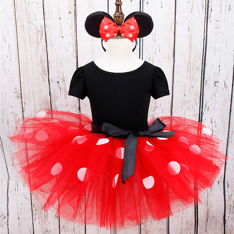 new girls' fashion polka dot european & american style mesh dance dress - direct from the manufacturer, dropshipping available