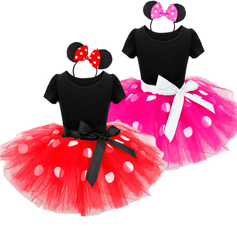 new girls' fashion polka dot european & american style mesh dance dress - direct from the manufacturer, dropshipping available