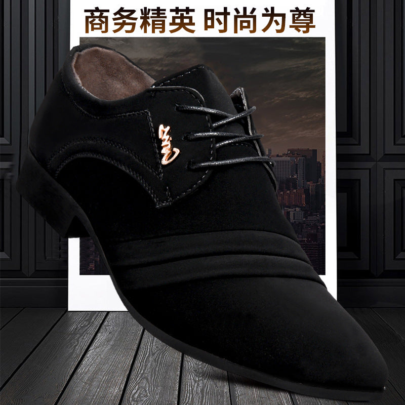 New fleece-lined casual leather shoes for men - business formal, wedding shoes, trendy suede men's footwear - dropshipping available