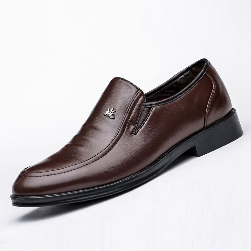 2021 spring new men's leather shoes - business formal, casual slip-ons for middle-aged and elderly men, dad shoes