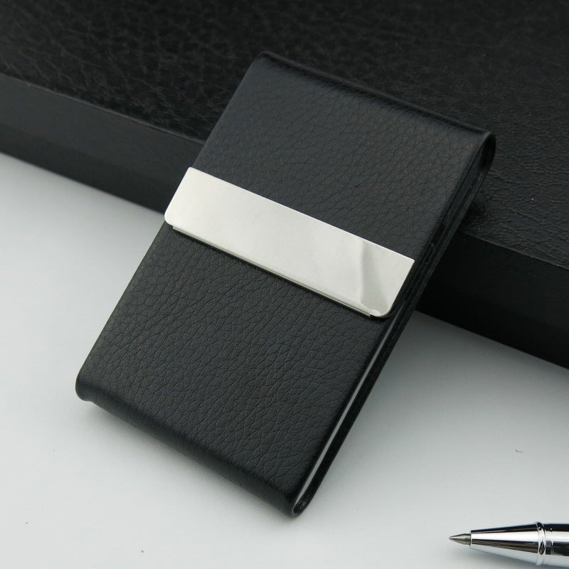 gift cigarette case, business card box PU pickup card box, stainless steel leather business card holder, engravable name business card holder.