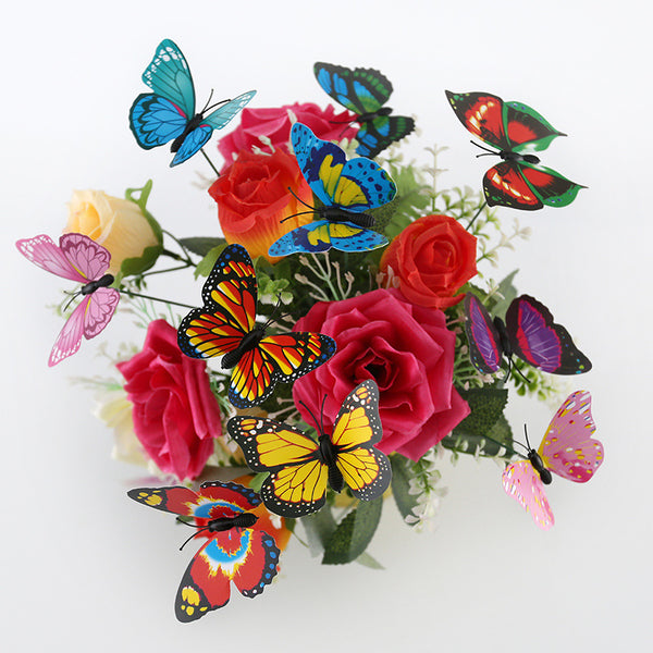 7CM plug rod butterfly PVC outdoor garden decoration ornament advertising promotional gift simulation butterfly decoration manufacturer