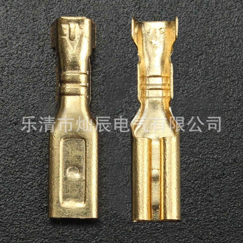 supply 100 pairs of gold terminals 2.8mm plug spring terminal sheath bag, cold pressed terminal wholesale