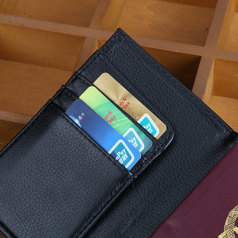 Passport bag Cross-border solid color premium leather document travel bag anti-magnetic theft RFID custom passport holder protective cover