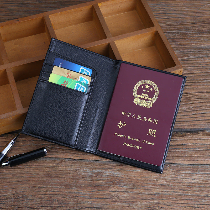 Passport bag Cross-border solid color premium leather document travel bag anti-magnetic theft RFID custom passport holder protective cover