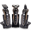 Electric shaver with face-shaping head, rechargeable, wet & dry, full body washable, rotary triple-blade, multi-functional - wholesale