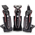 Electric shaver with face-shaping head, rechargeable, wet & dry, full body washable, rotary triple-blade, multi-functional - wholesale