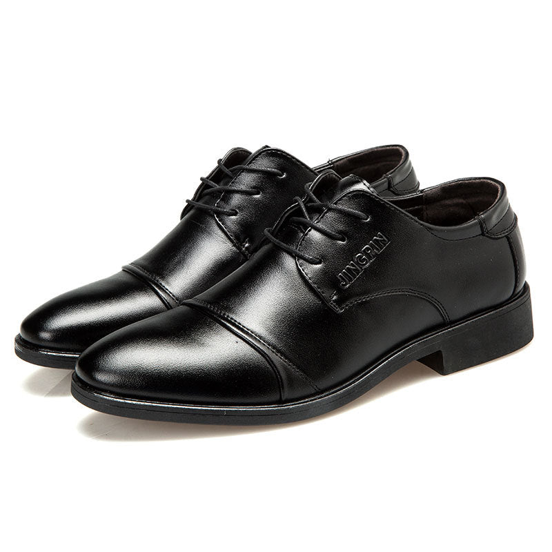 New men's casual leather dress shoes - lace-up, business style, plus size 48, trendy footwear - dropshipping available