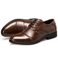 New men's casual leather dress shoes - lace-up, business style, plus size 48, trendy footwear - dropshipping available