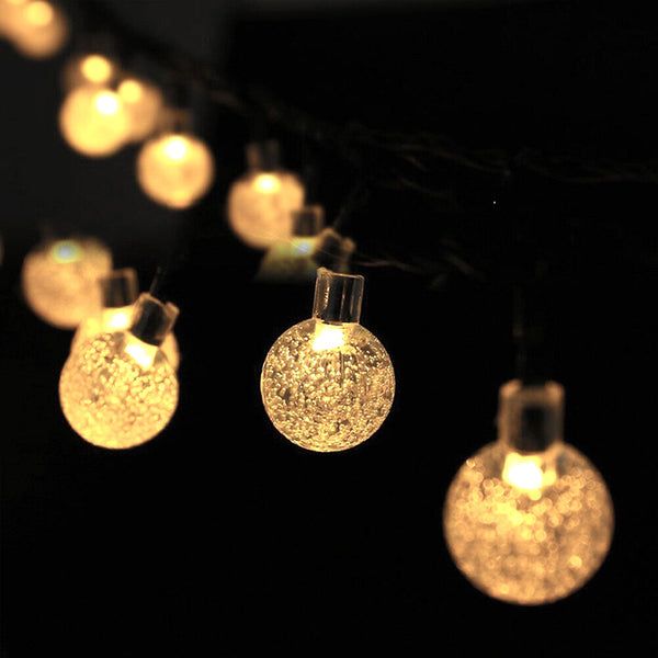 LED solar light string, bubble ball light string, outdoor waterproof light string, colorful lights, Christmas lights, garden decorative lights factory