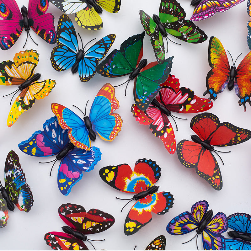 7 cm simulated butterfly magnet butterfly gardening lighting accessories factory direct sales, color 3D three-dimensional butterfly