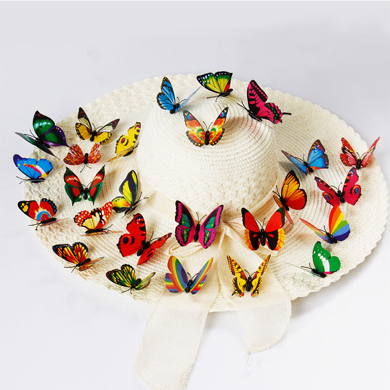 7 cm simulated butterfly magnet butterfly gardening lighting accessories factory direct sales, color 3D three-dimensional butterfly