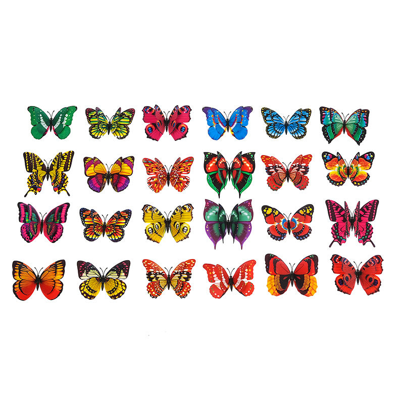 Gypsy 16 + 12 double-layer simulated butterfly decoration, flash wings magnetic butterfly refrigerator sticker craft gift