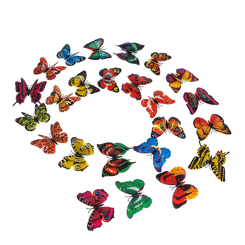Gypsy 16 + 12 double-layer simulated butterfly decoration, flash wings magnetic butterfly refrigerator sticker craft gift